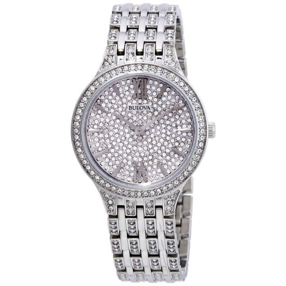 Crystal Stainless Steel Silver Dial Watch
